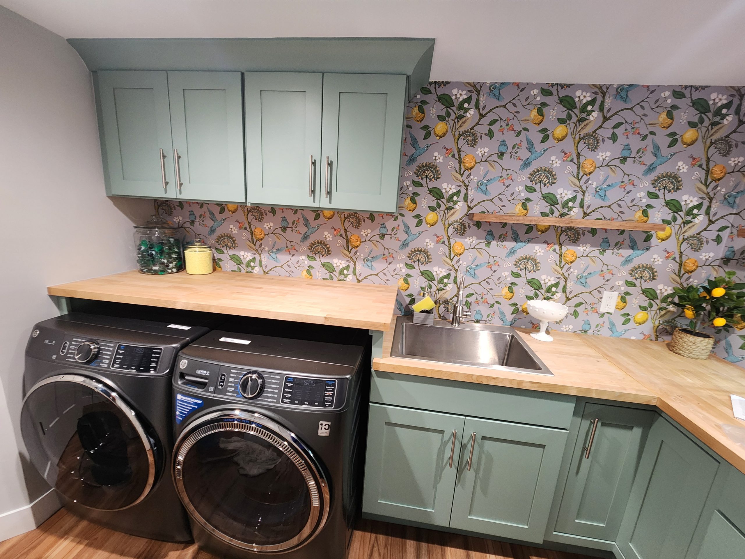 This is a custom laundry room from a basement remodel in Crestwood, Missouri.
