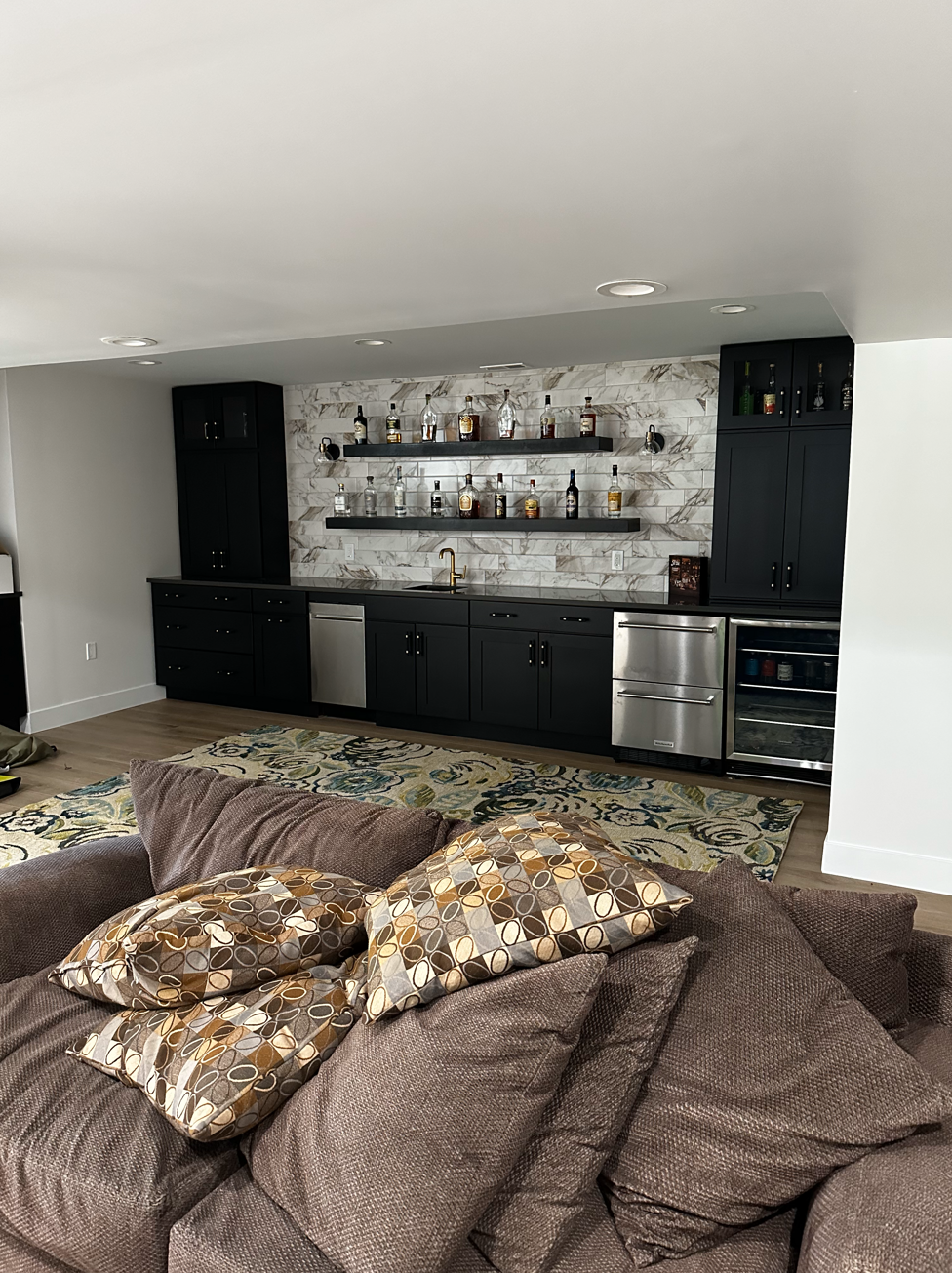 This is a basement bar remodel in Fenton, MO
