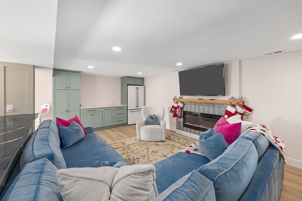 This is a basement renovation in Crestwood, Missouri