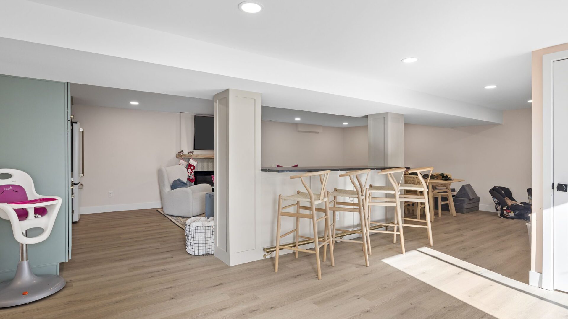 This is a basement renovation in Crestwood, Missouri