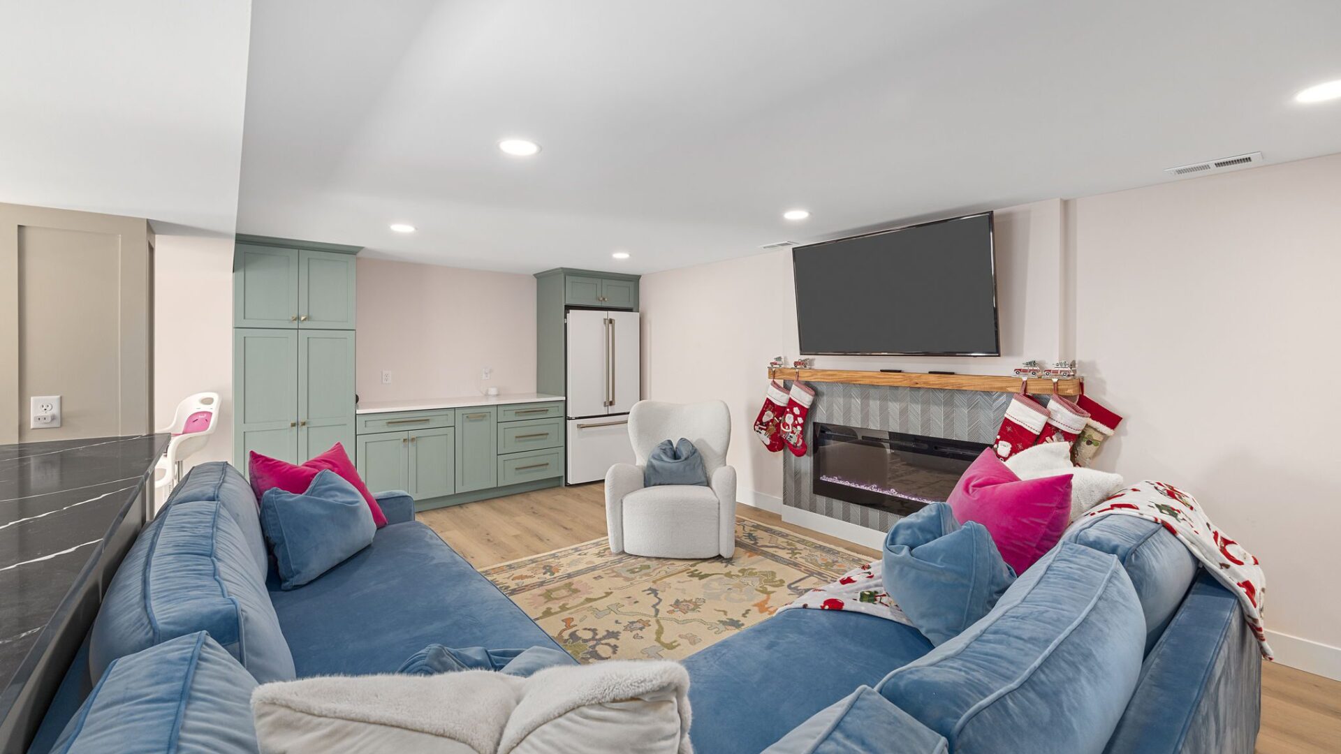 This is a basement renovation in Crestwood, Missouri